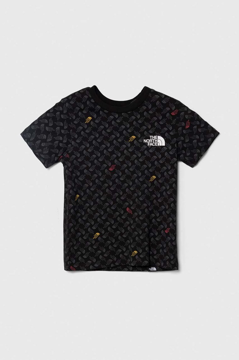 The North Face t-shirt dziecięcy SIMPLE DOME TEE PRINT kolor czarny wzorzysty