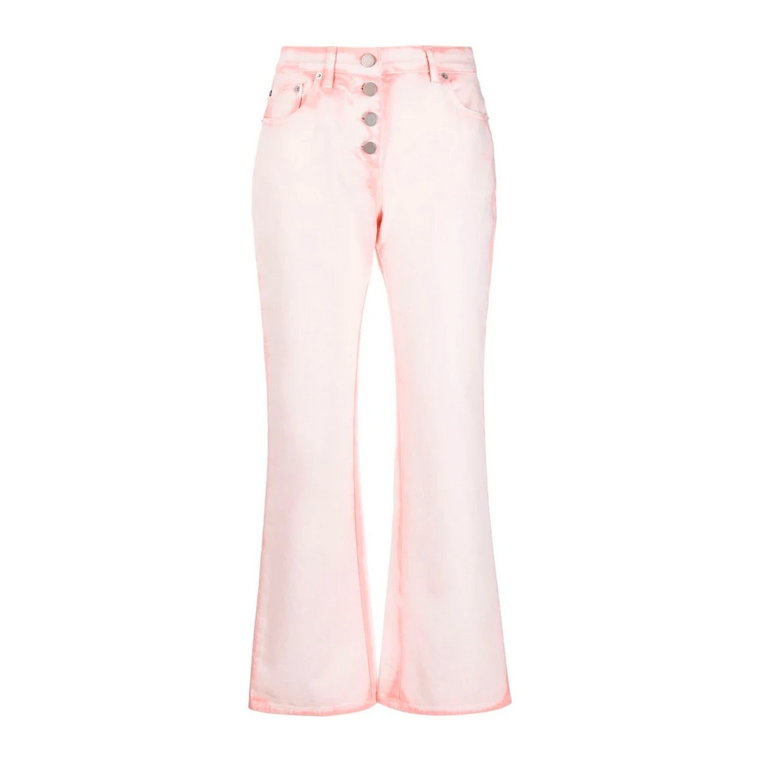 Różowe Acid-Wash Bootcut Jeans Alberta Ferretti