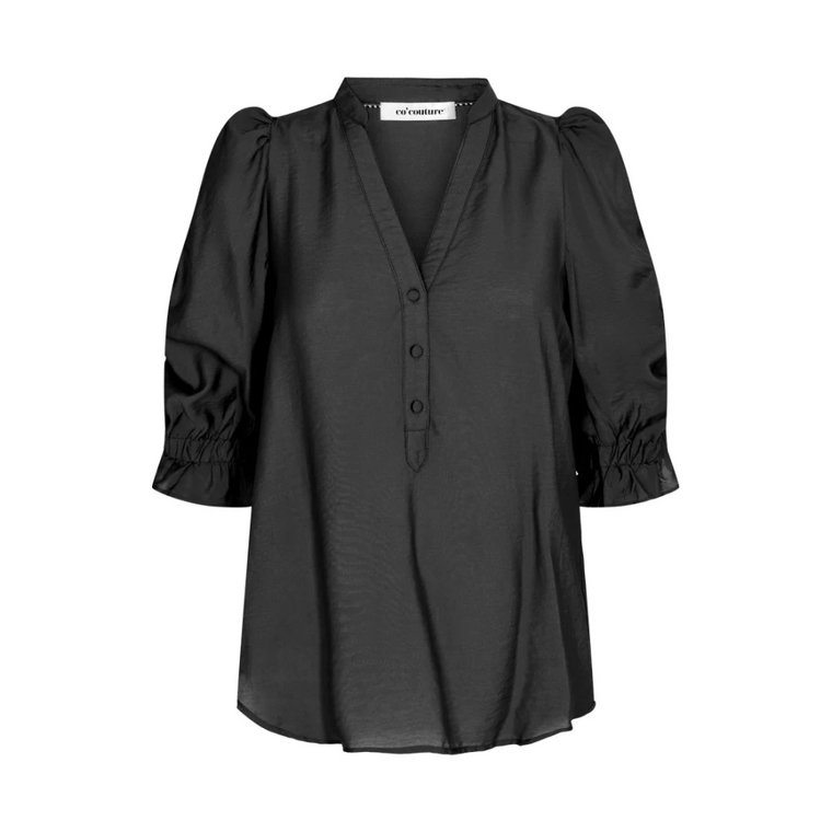 Elastyczna Bluzka V - Czarna Co'Couture