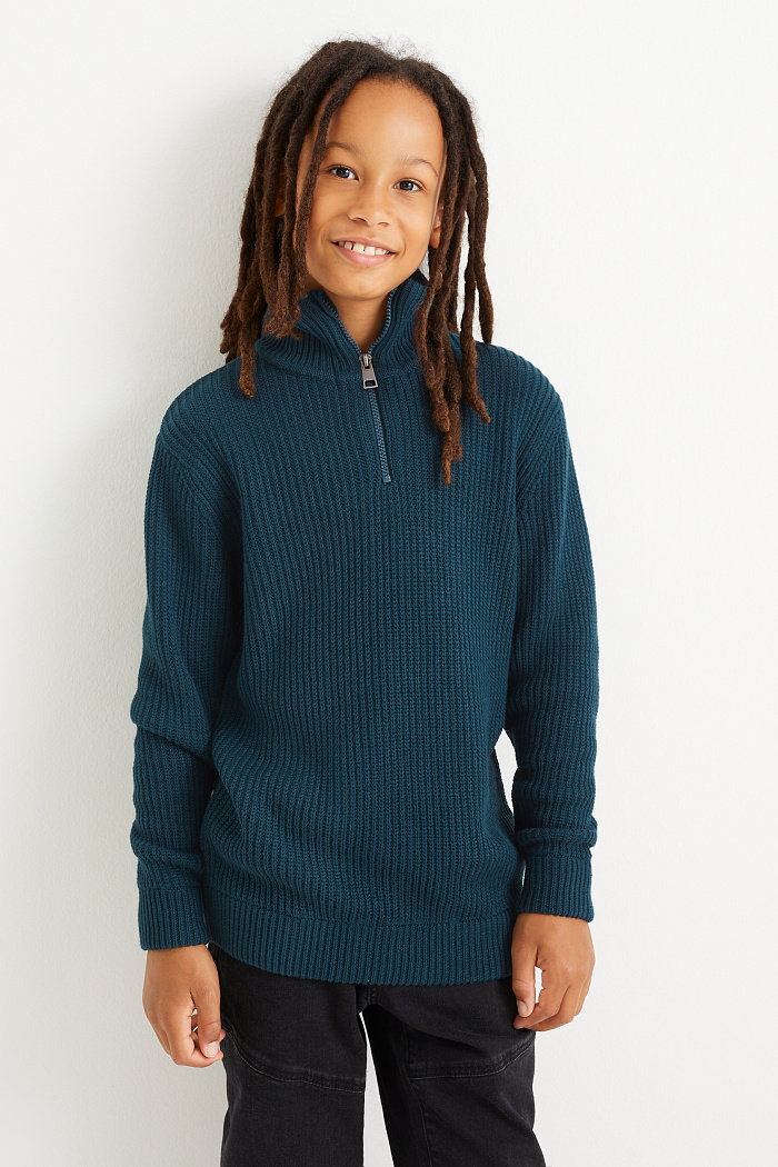 C&A Sweter-prążkowany, Niebieski, Rozmiar: 140