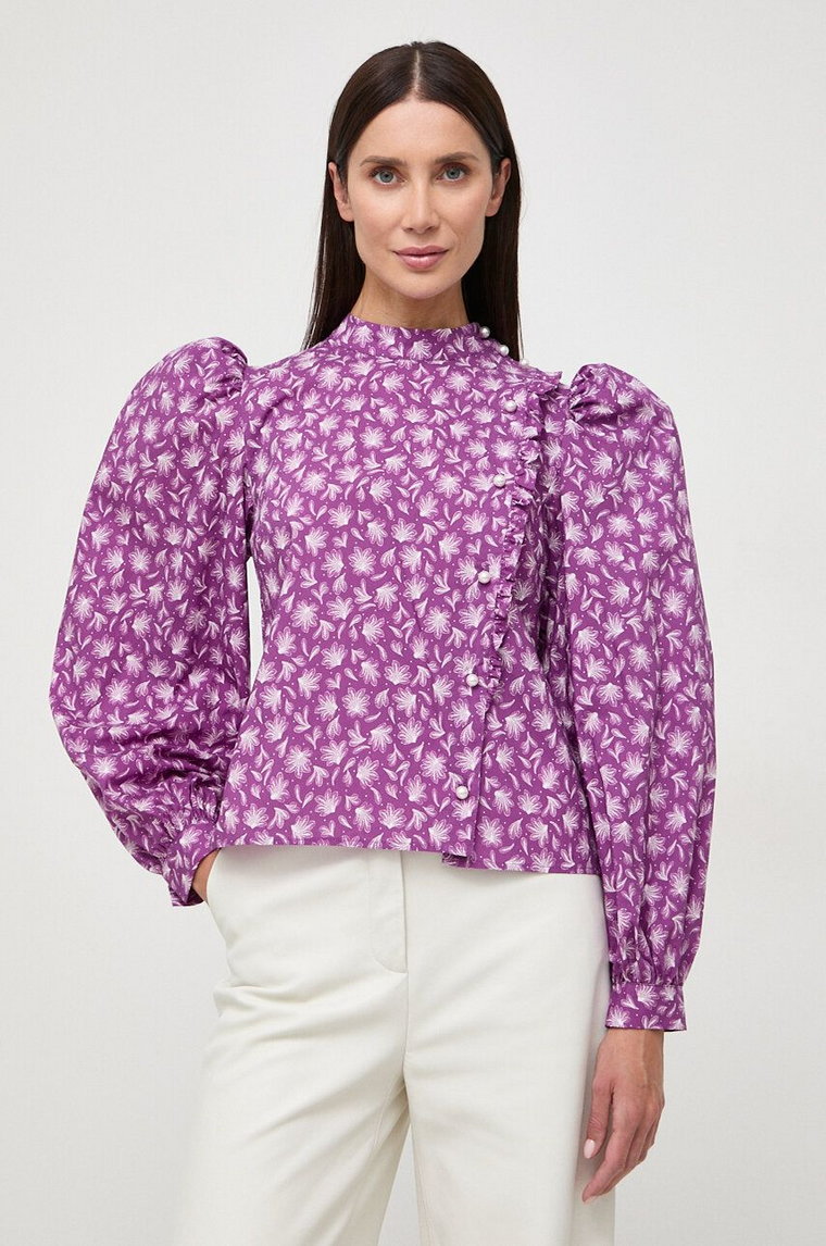 Custommade koszula bawełniana Deia damska kolor fioletowy regular 999376294