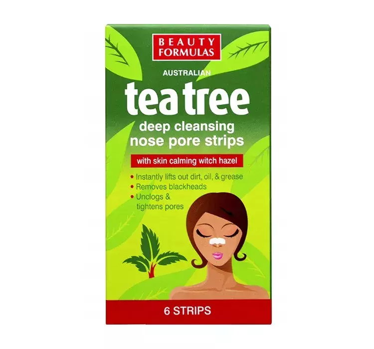 BEAUTY FORMULAS TEA TREE GŁĘBOKO OCZYSZCZAJĄCE PASKI NA NOS 1OP-6SZT