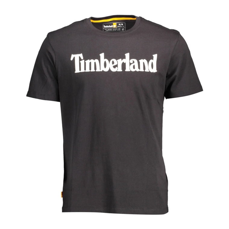 Czarna Bawełniana Koszulka z Nadrukiem Timberland