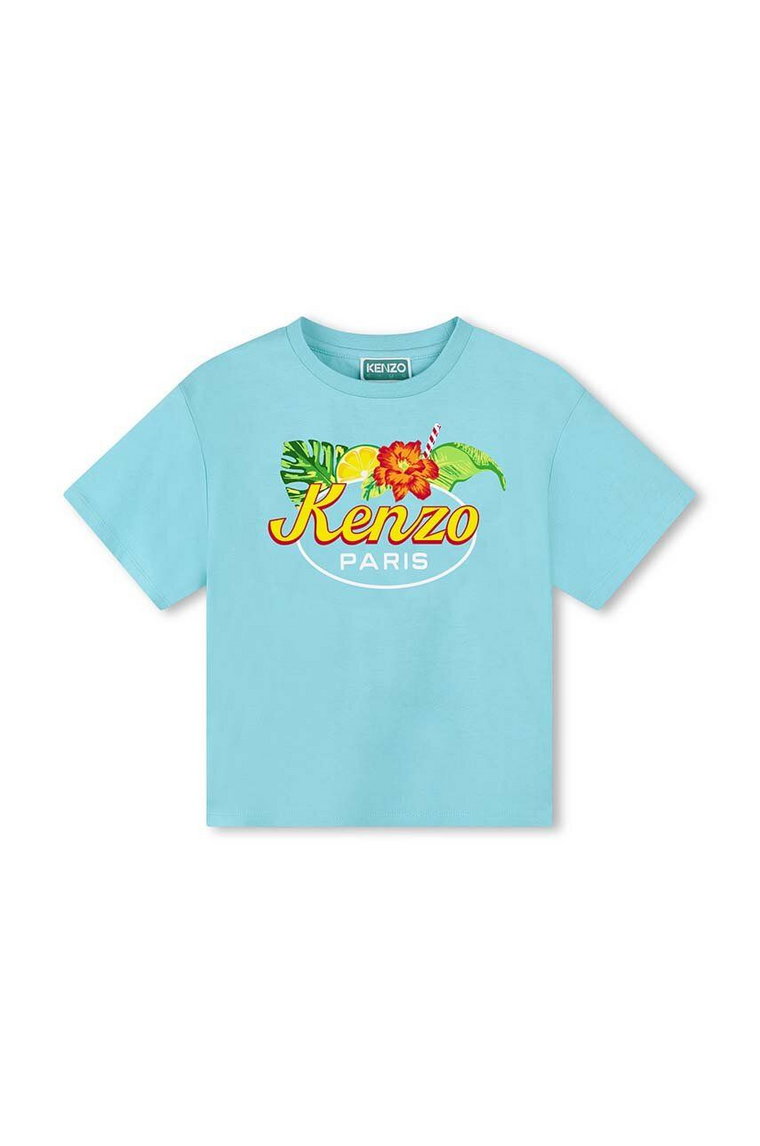 Kenzo Kids t-shirt bawełniany dziecięcy kolor niebieski z nadrukiem