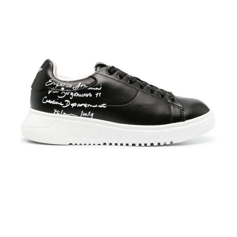 Czarne Sneakersy z Calligraphy Print Emporio Armani