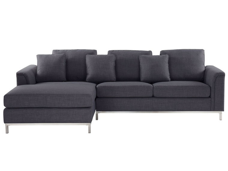 Sofa narożna BELIANI Oslo, prawostronna, ciemnoszara, 64x270x151 cm