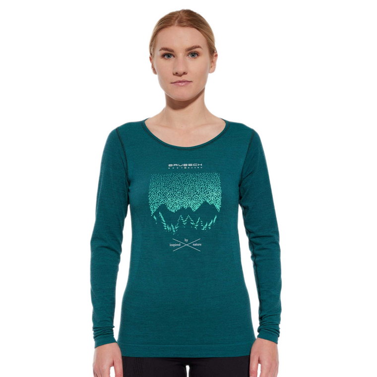 Damska koszulka z długim rękawem Brubeck Outdoor Wool Pro LS zielony - S