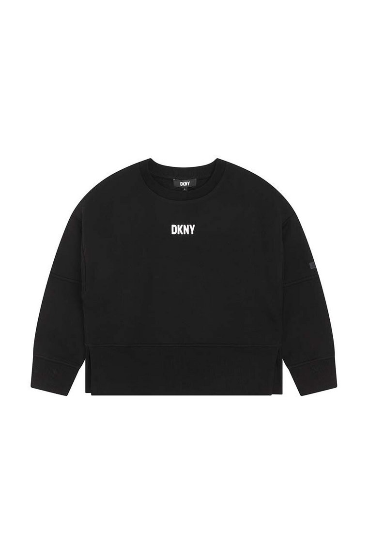 Dkny bluza bawełniana dziecięca kolor czarny z nadrukiem