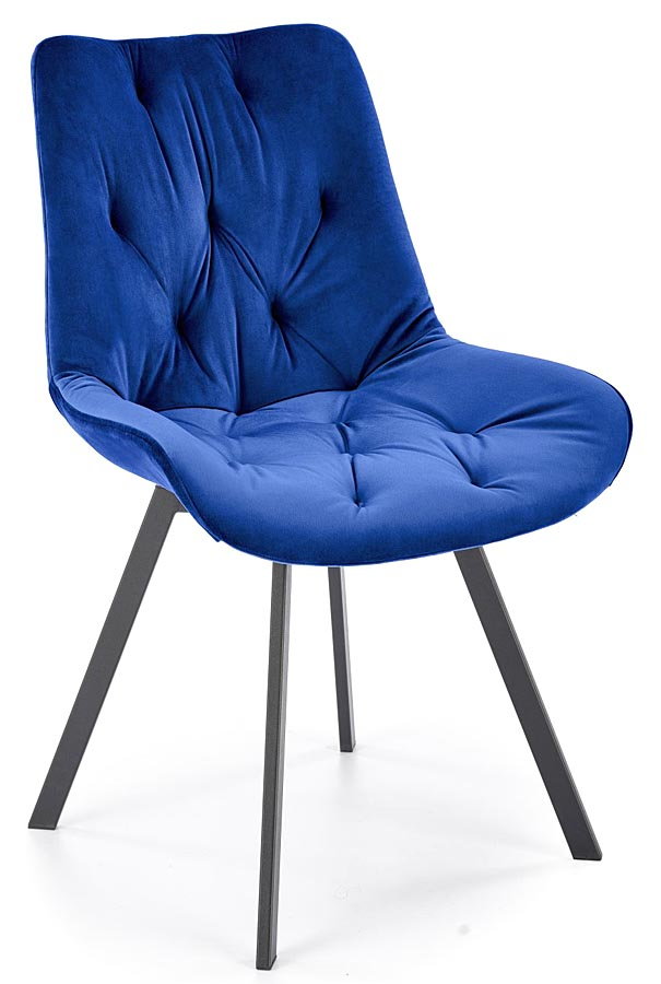 Granatowe metalowe tapicerowane krzesło obrotowe - Blubell