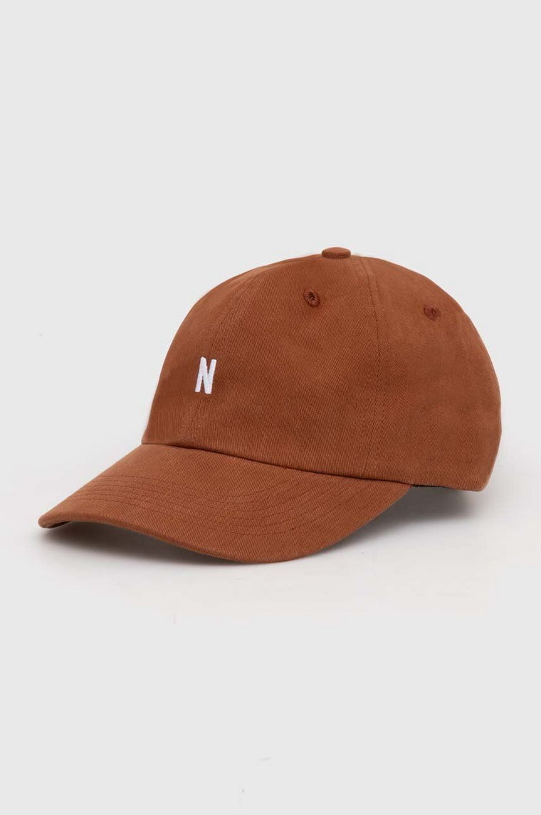 Norse Projects czapka z daszkiem bawełniana Twill Sports Cap kolor brązowy gładka N80-0001-2015