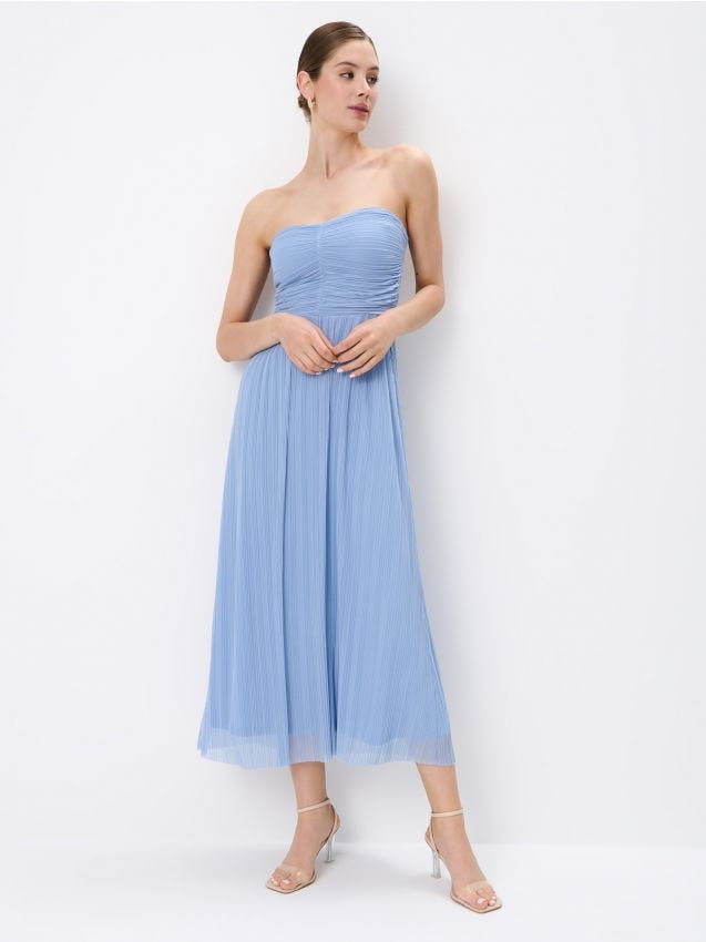 Mohito - Niebieska sukienka midi - błękitny