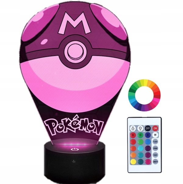 Lampka Nocna Z Imieniem Pokeball 3D Led Grawer