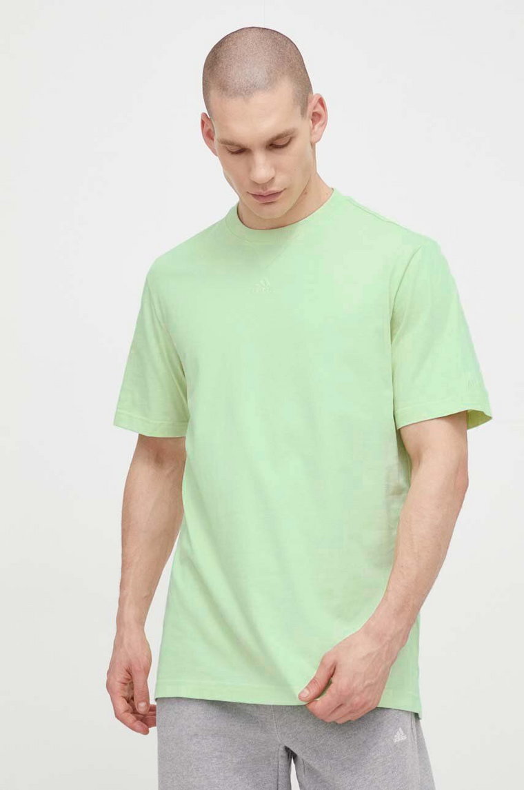 adidas t-shirt bawełniany męski kolor zielony gładki IR9111