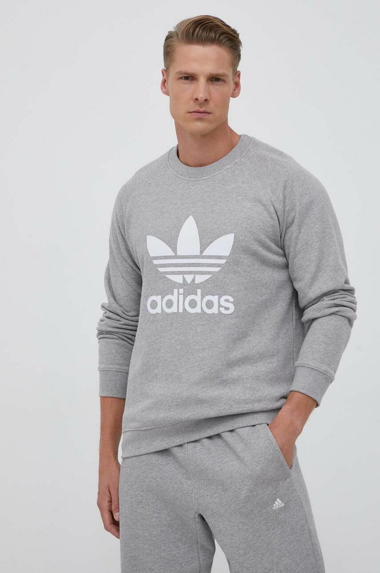 adidas Originals bluza bawełniana męska kolor szary z nadrukiem