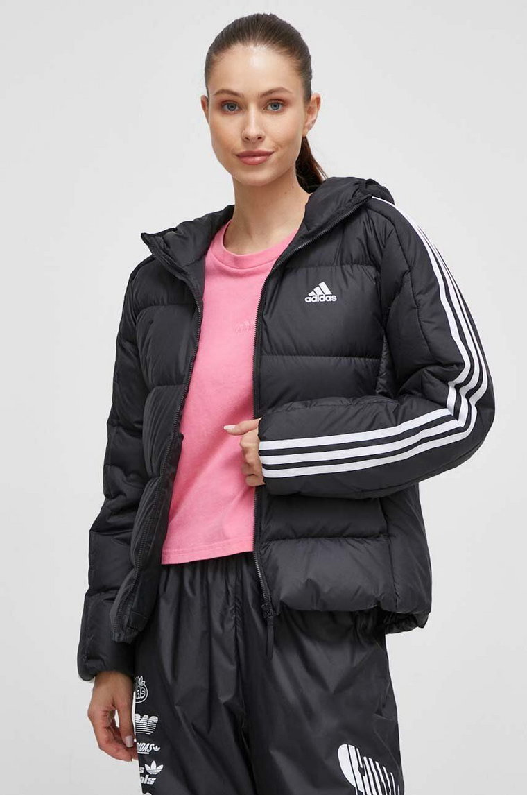 adidas kurtka puchowa damska kolor czarny zimowa