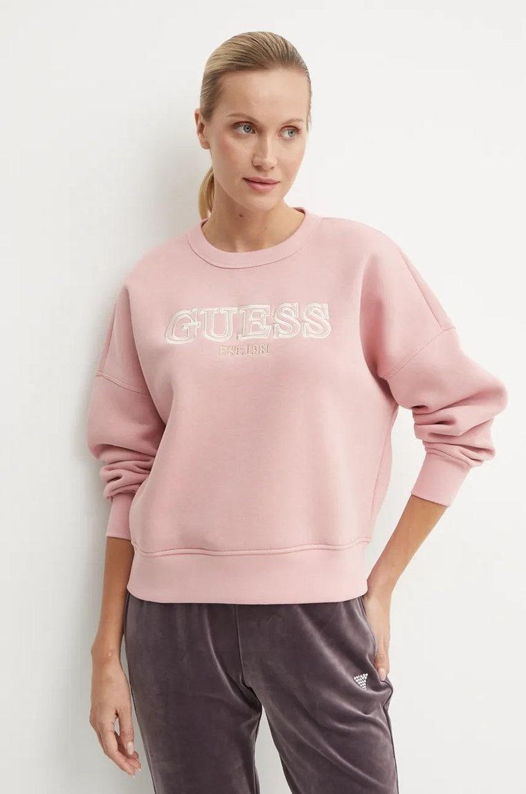 Guess bluza MIDGE damska kolor różowy z aplikacją V4BQ03 KCHX0