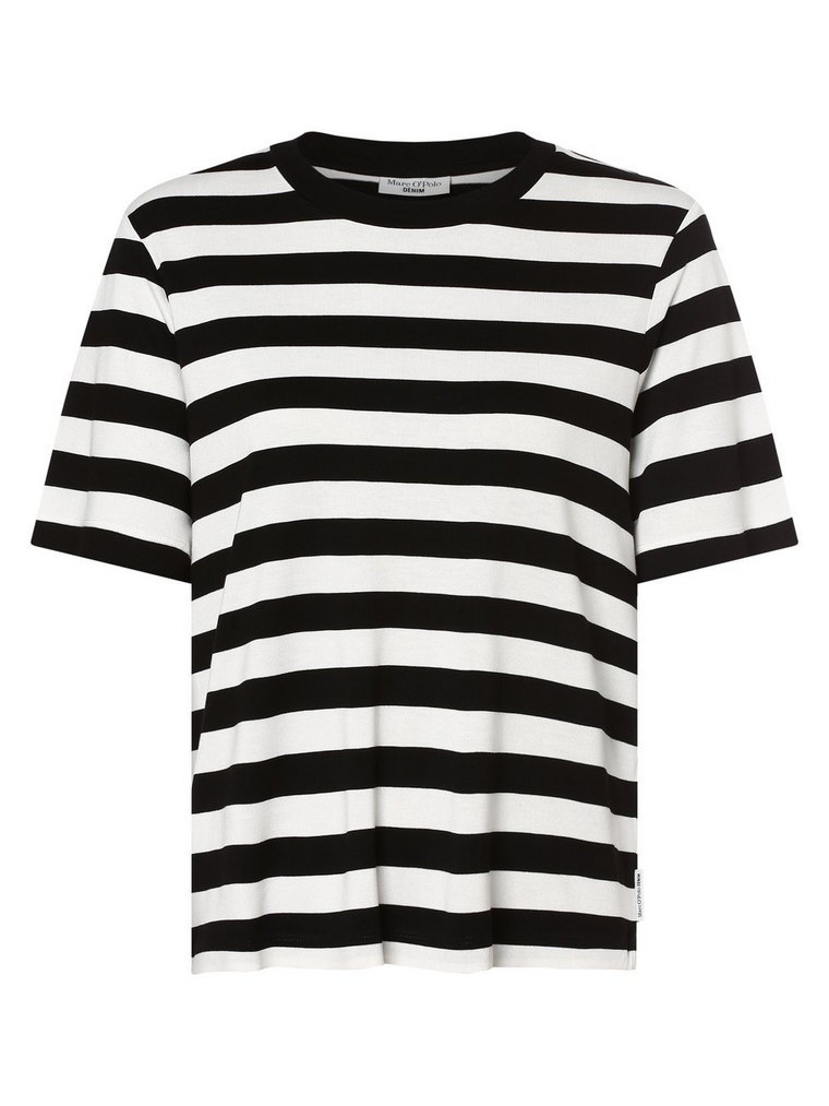 Marc O'Polo Denim - T-shirt damski, czarny|biały