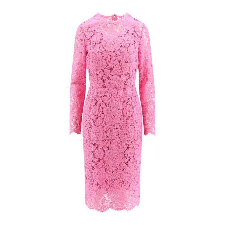 Różowa Sukienka z Dekoltem w Serek Dolce & Gabbana