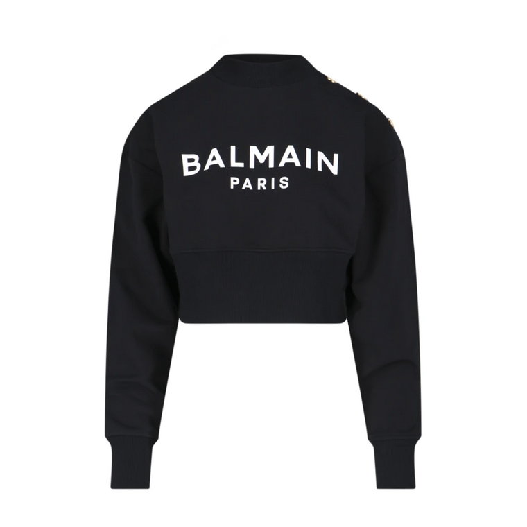 Czarny Sweter z Logo z Organicznej Bawełny Balmain