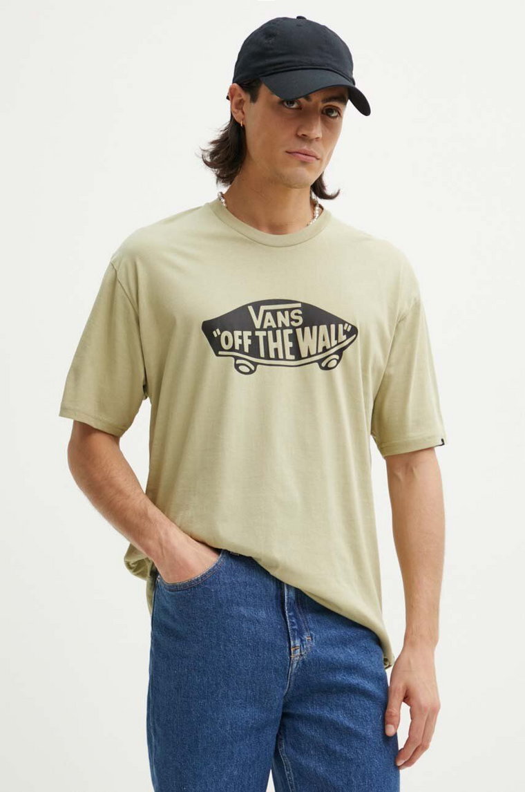 Vans t-shirt bawełniany męski kolor zielony z nadrukiem VN00004XD3Z1