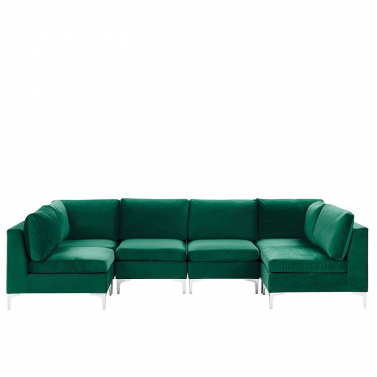 Sofa modułowa 6-osobowa welurowa zielona EVJA kod: 4251682255196