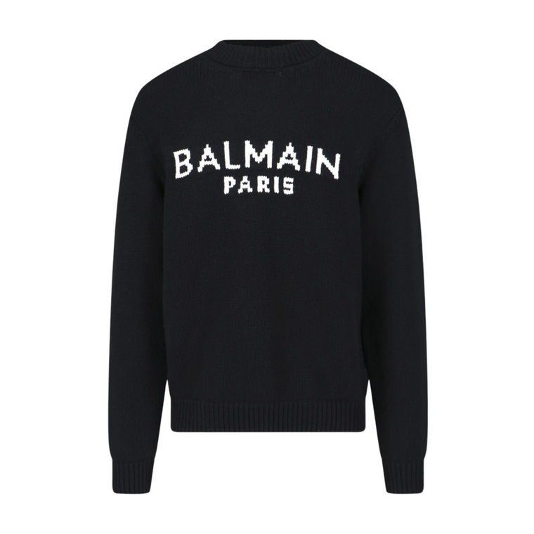 Czarny Sweter z Logo dla Mężczyzn Balmain