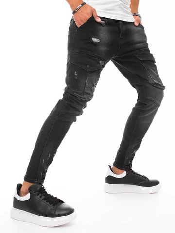 Spodnie męskie jeansowe typu bojówki czarne Dstreet UX3289