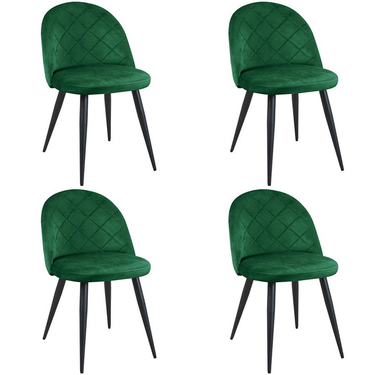 Zestaw welurowych krzeseł 4 sztuki butelkowa zieleń - Eferos 4X