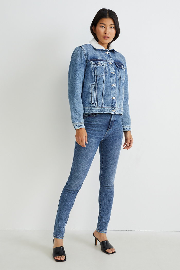 C&A Skinny jeans-wysoki stan-LYCRA, Niebieski, Rozmiar: 34
