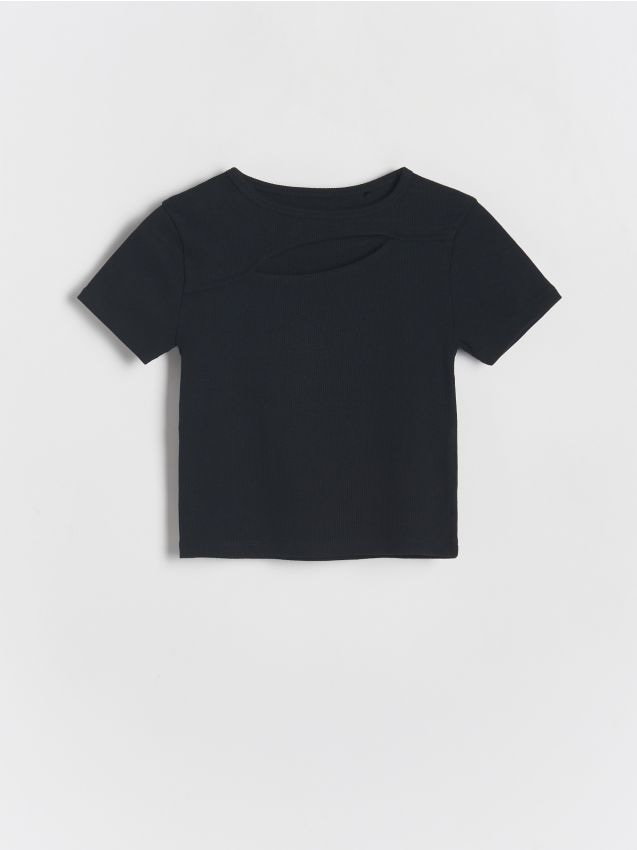 Reserved - T-shirt z wycięciem - czarny