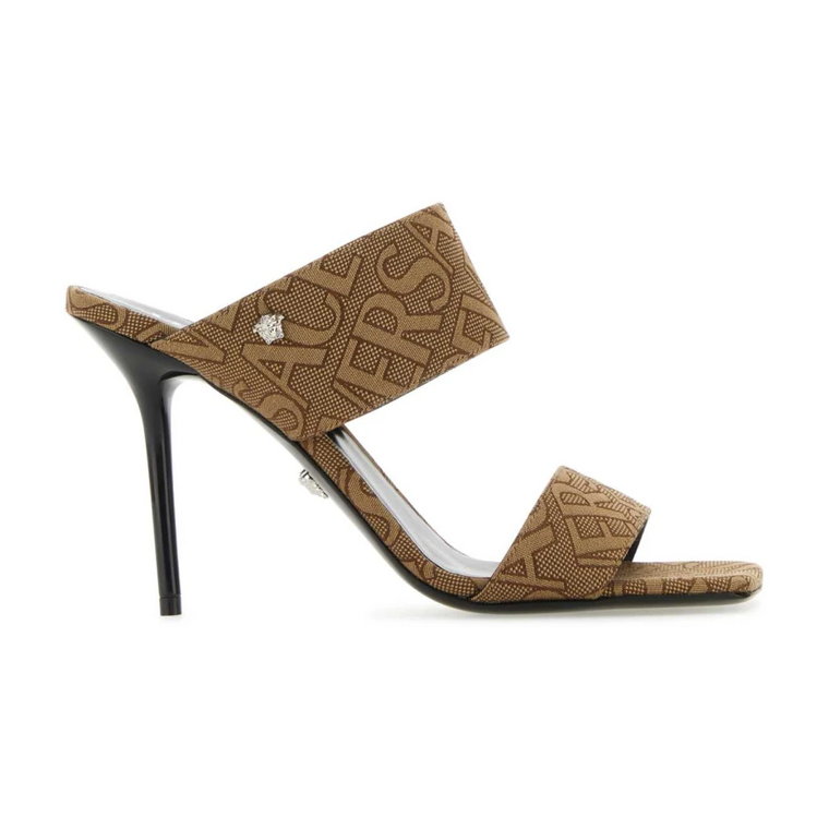 Haftowany Jacquard Canvas Allover Mules Versace