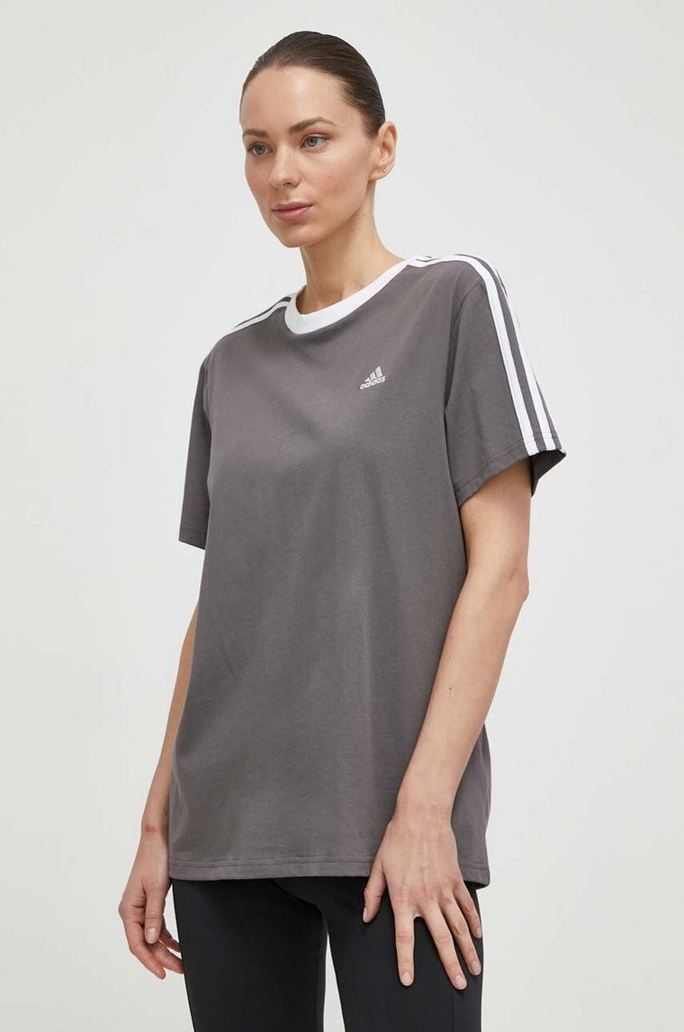 adidas t-shirt bawełniany damski kolor szary IS1564