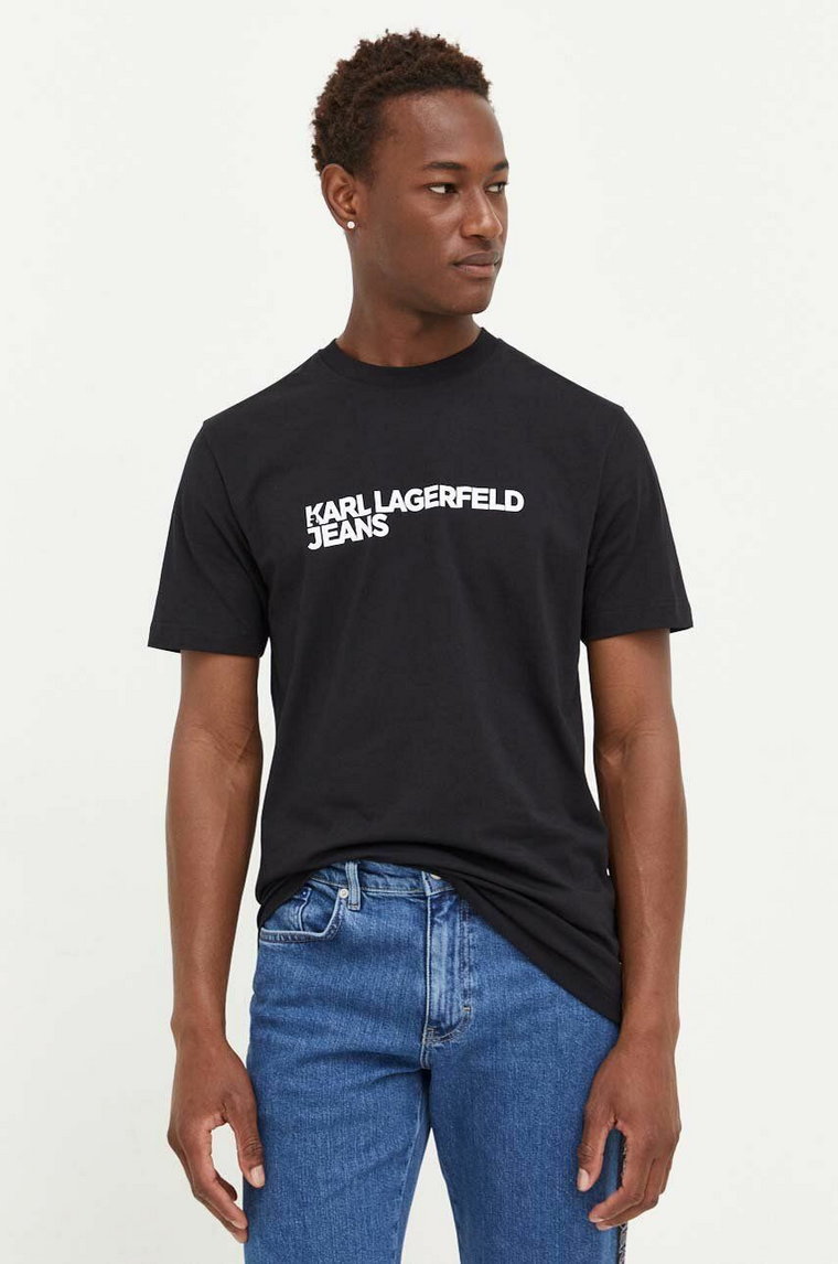 Karl Lagerfeld Jeans t-shirt bawełniany kolor czarny z nadrukiem