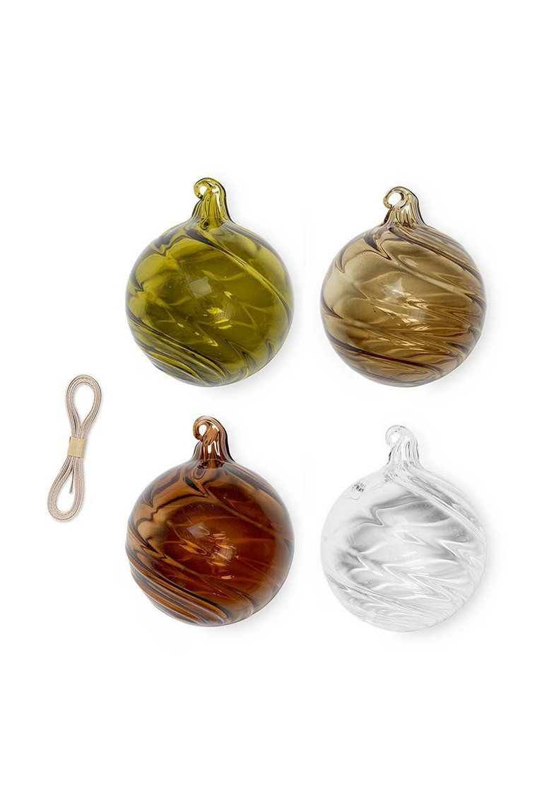 ferm LIVING zestaw bombek choinkowych Twirl Ornaments 4-pack