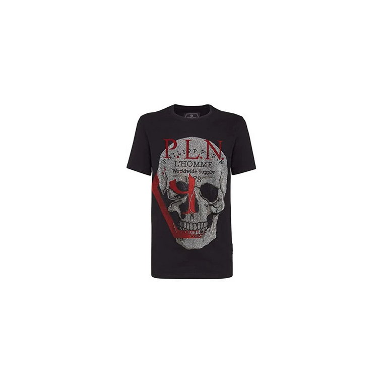 Czarna koszulka Platinum Cut z czaszką i literami Philipp Plein
