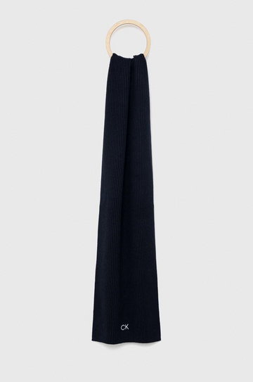 Calvin Klein szalik z domieszką kaszmiru kolor granatowy gładki