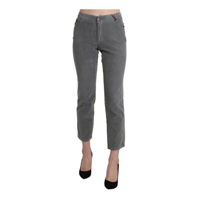 Gray Cropped Cotton Stretch Trouser Pants Ermanno Scervino