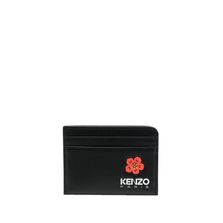 Czarny Portfel Skórzany z Logo Kenzo