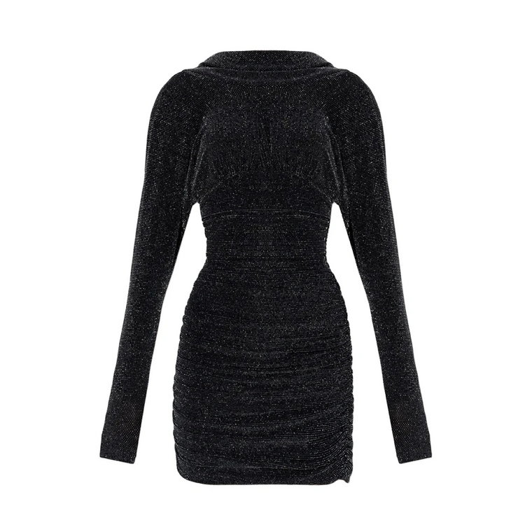 Krótka Czarna Mini Sukienka z Dodatkiem Lurexu Saint Laurent