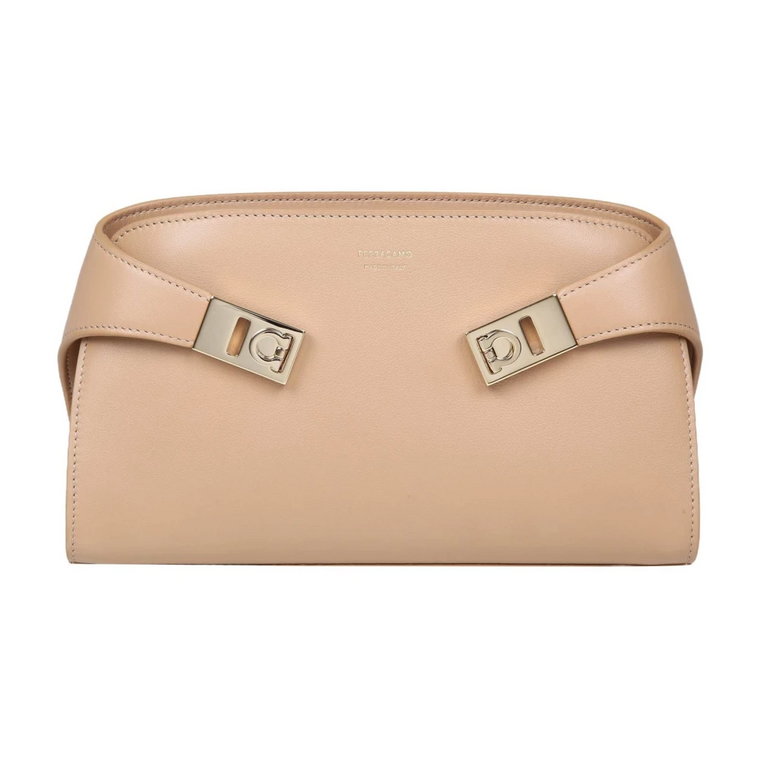 Karmelowa Skórzana Torebka Clutch Salvatore Ferragamo