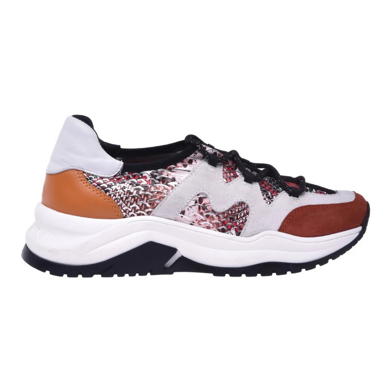 Red snakeskin print running trainers Baldinini