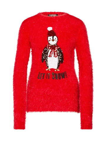 Fashion Union Sweter 'PENGUIN'  czerwony