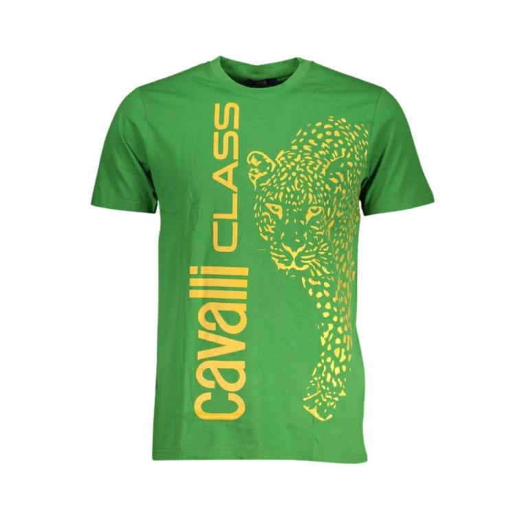 Zielony T-shirt z nadrukiem logo Cavalli Class