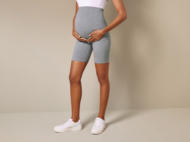 esmara Spodnie rowerowe ciążowe z bawełną organiczną, 2 pary (XS (32/34), Czarny/szary)