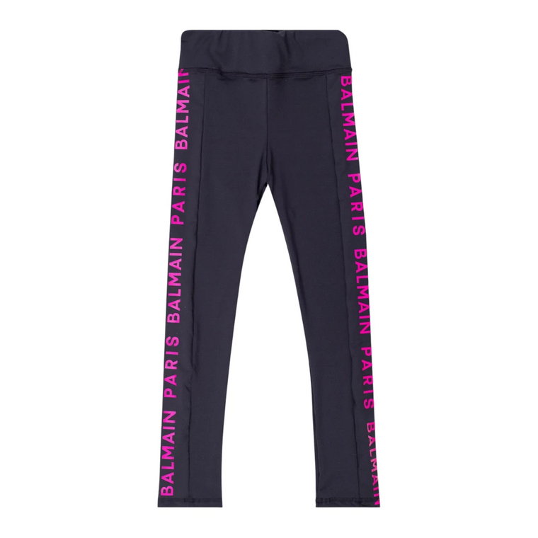 Eleganckie czarne legginsy dla modnych dziewcząt Balmain