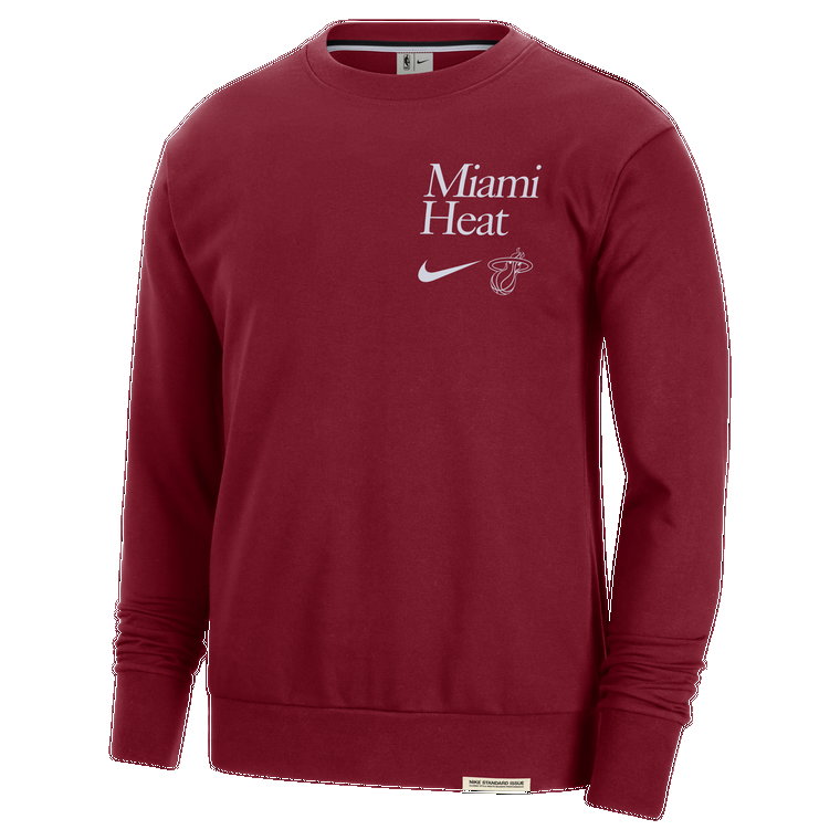 Męska bluza dresowa z półokrągłym dekoltem Nike Dri-FIT NBA Miami Heat Standard Issue - Czerwony