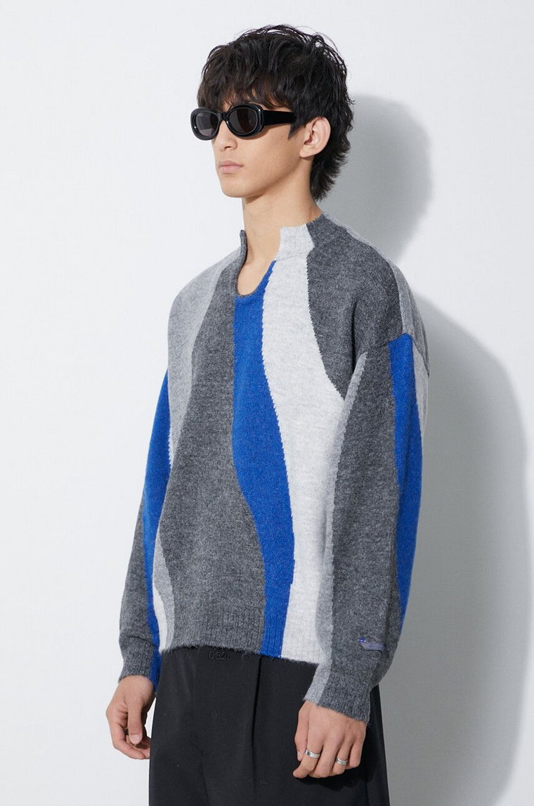 Ader Error sweter z domieszką wełny Batia Knit męski kolor szary z półgolfem BMADFWKT0301