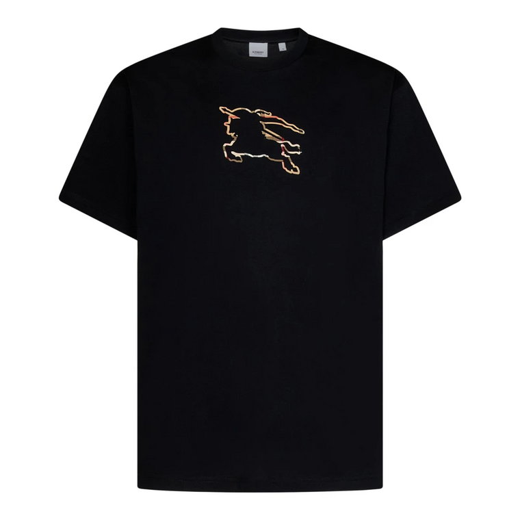 Czarna bawełniana koszulka z motywem Equestrian Knight Burberry