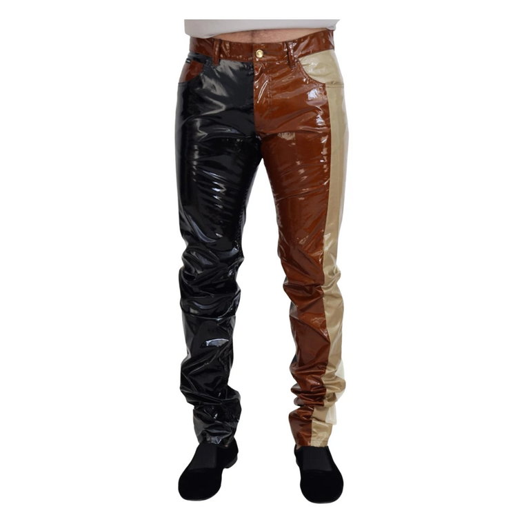 Wielokolorowe Błyszczące Spodnie Dżinsowe Slim Fit dla Mężczyzn Dolce & Gabbana
