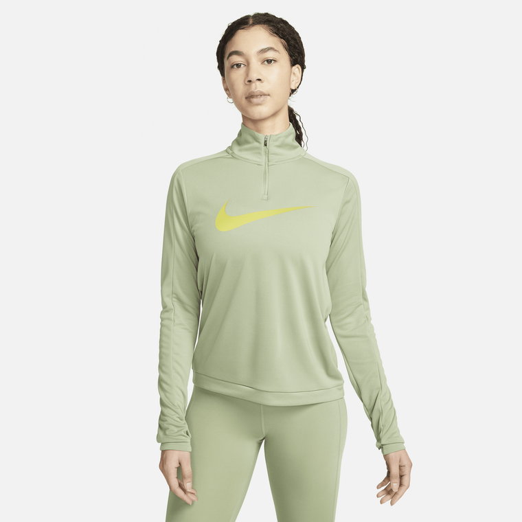 Damska środkowa warstwa ubioru do biegania z zamkiem 1/4 i długim rękawem Nike Dri-FIT Swoosh - Biel